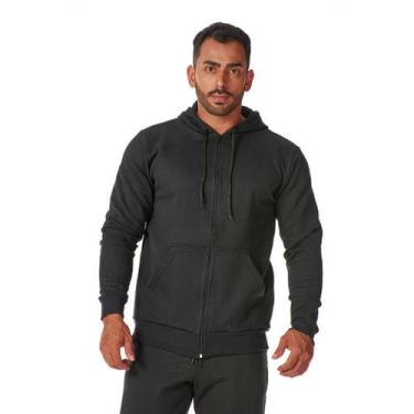 Imagem de Moletom Zíper Masculino Canguru Bolso e Capuz Quentinho Moda Inverno E