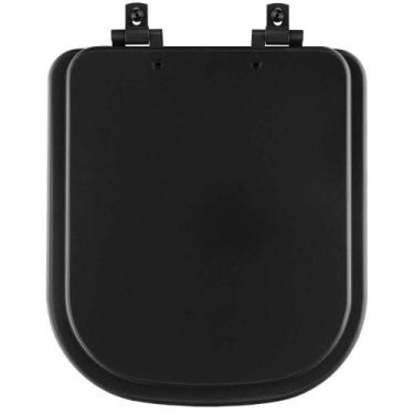 Imagem de Assento Sanitário MDF Soft Close Quadra Preto Fosco para Vaso Deca com