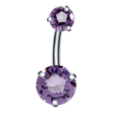 Imagem de Piercing De Umbigo Prata 2 Pedras Aço Cirúrgico Zircônia - DeCastro jo