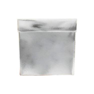 Imagem de Caixa Cubo Para Presente Metalizada com Textura Prata 12x12x12cm   - 1