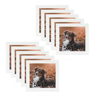 Imagem de Kit 10 Porta Retratos C/vidro 15x15 Moldura Branca para fotos e decora