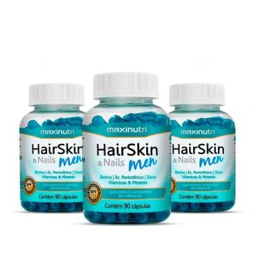 Imagem de Kit 03 HairSkin Men com 90 Capsulas Maxinutri