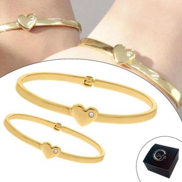 Imagem de Kit 02 Braceletes Coração - Mãe e Filha Criança - Banhado a Ouro com S