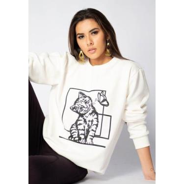 Imagem de Blusa Moletom Gato Tom Branca - Amazonia Vital