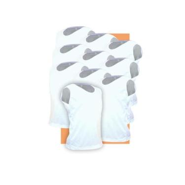 Imagem de Kit 10 Camisetas Lisa Regata infantil Poliéster Branca - Del France, 0