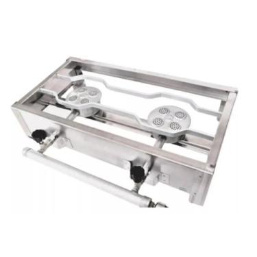 Imagem de Fogão Industrial Portátil Duas Bocas Inox Kit Gás Completo (36A3) - Es