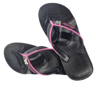 Imagem de Sandália Chinelo de Dedo Feminino Preto e Rosa Para Esporão Super Maci