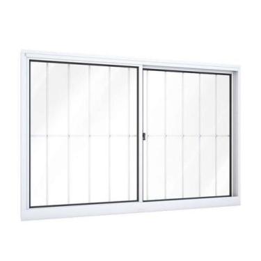 Imagem de Janela de Alumínio de Correr 100 x 100 x 8,5 cm 2 Folhas com Grade Rio