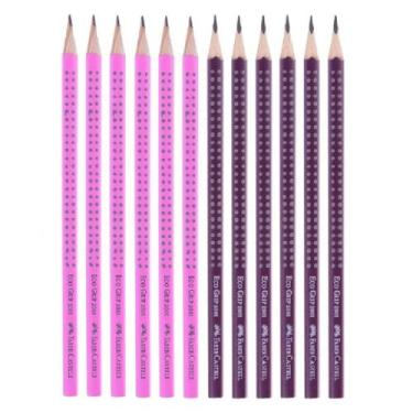 Imagem de Lápis Grafite Preto Faber-Castell Grip 2001 Nº2B 12 Unidades, 6 ROSA +