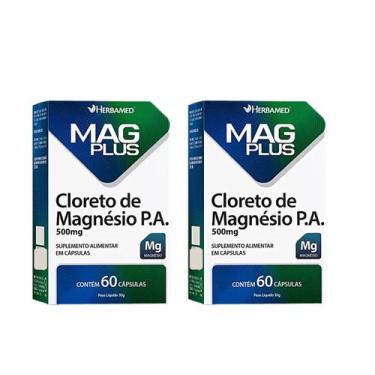 Imagem de Kit 2 Mag Plus Cloreto De Magnésio P.a. 60 Cápsulas Herbamed
