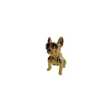 Imagem de Escultura Decorativa Cachorro c Oculos Aviador Metal Formosa - LUXdéco