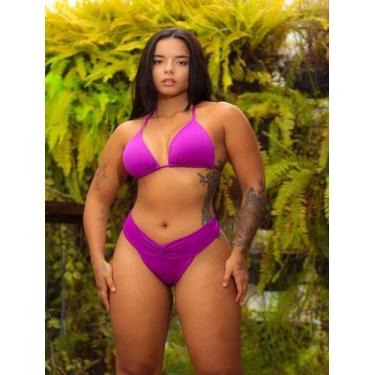 Imagem de Biquini Roxo Efeito Lipo Modela Corpo Hot Pants Calcinha Fio Duplo Emp