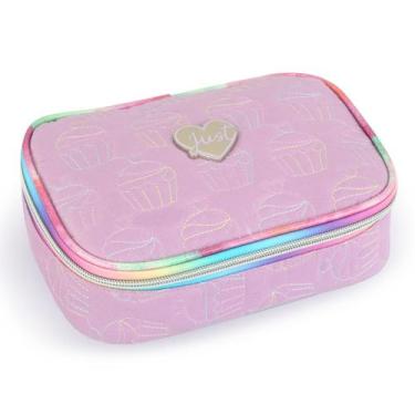 Imagem de Estojo Escolar Box Bolsinha 100 Pens Menina Bordado Cupcake - Denlex, 
