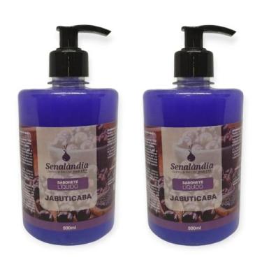 Imagem de 2 Sabonete Líquido Grande 500ml Cheiroso Jabuticaba Perfumado Mãos Cor
