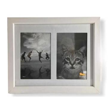 Imagem de Porta Retrato 10x15 Para 2 Fotos Duplo Quadro Branco - espelhos leao