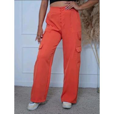 Imagem de calça cargo alfaiataria feminina - estacaomix, Laranja, GG