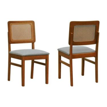 Imagem de Kit 2 Cadeiras Lyon Madeira Maciça Encosto Telinha Assento Estofado Li