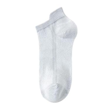Imagem de chanstore 3 pares - Meias masculinas de verão finas de malha de cor sólida meias curtas de verão para esportes e lazer - cinza claro