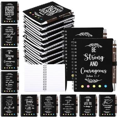 Imagem de Kosiz 20 peças/conjunto de 10 presentes cristãos, cadernos em massa, versículo bíblico, canetas, caderno espiral, religioso, com notas adesivas, presentes de agradecimento para avós da igreja, pastor