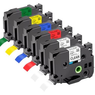 Imagem de Pacote com 6 fitas de etiqueta P Touch compatível com BrotherTze-231 Tze-131 Tze-431 Tze-531 Tze-631 Tze-731 12 mm laminado, para Brother PT-H110 PTH110BP PT-H200BP Etiquetadora