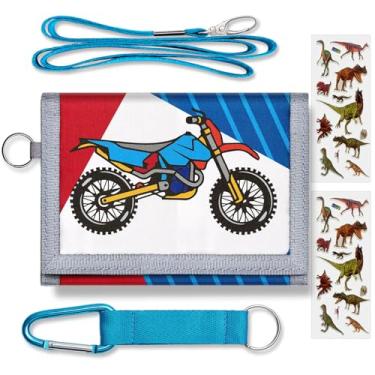 Imagem de Carteiras infantis para meninos com bolso de moedas, carteiras para meninos de 5 a 7 anos, carteira com três dobras para meninos, novidade para presentes de aniversário de crianças, Bicycle-1, 5x3