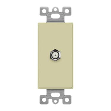 Imagem de ENERLITES Adaptador de tomada de cabo de televisão coaxial para placas de parede decoradoras, conector de acoplador F-Type F81, termoplástico de policarbonato inquebrável, listado na UL, 6505-I,