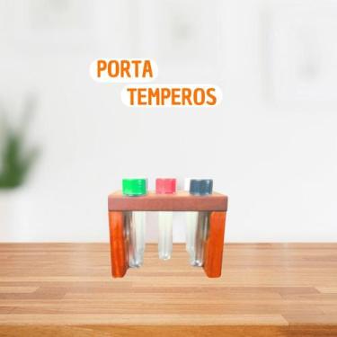 Imagem de Porta Tempero Acompanha 5 Potes Modelo Rustico Condimentos - Decor Luz