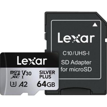 Imagem de Cartão memória lexar micro sd xc 64gb 205mb/s uhs-i v30 silver plus lm