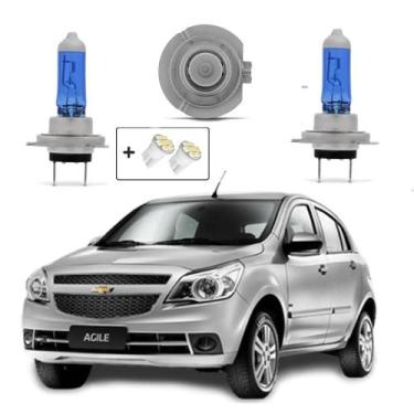 Imagem de Kit Lâmpadas Halógena Super Branca H7 Farol Baixo Agile 2010 2011 2012