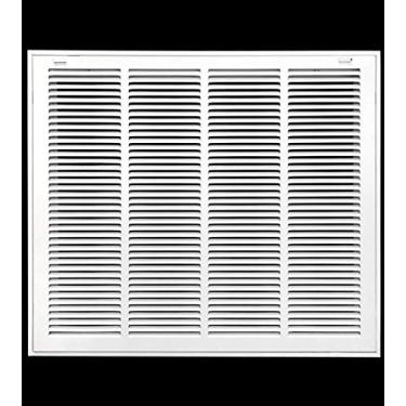 Imagem de Grade de filtro de ar de retorno de aço de 61 cm x 50 cm para filtro de 2,5 cm - abas de plástico fáceis para rosto/porta removíveis - cobertura de duto HVAC - face plana estampada - branco [dimensões externas: 65 W X 21,75 h]