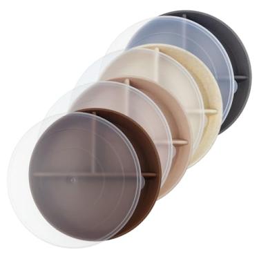 Imagem de greenandlife Placas de controle de porção de 22,4 cm com tampas, placas divididas para crianças e adultos, placas de compartimento seguras para lava-louças e micro-ondas, placas de palha de trigo