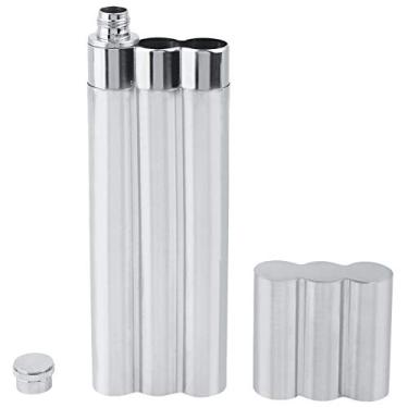 Imagem de Raguso Três tubos de aço inoxidável garrafa anca e suporte de charuto tubo umidificador viagem estojo portátil para charutos