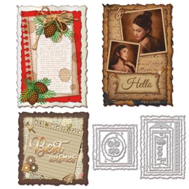 Imagem de GLOBLELAND Deckle Edge Matrizes de corte de fundo para etiquetas, matrizes de corte de página, furo de página, molde de corte de alfinete, molde para fazer scrapbooking, cartões, diário, papel em