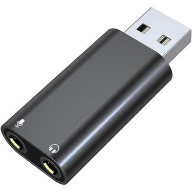 Imagem de pastall Adaptador de áudio USB para conector de 3,5 mm, adaptador USB para auxiliar de placa de som estéreo externa, adaptador USB para conector de fone de ouvido para PS4/PS5/fone de