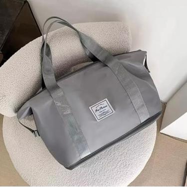 Imagem de Bolsa Mala Feminina Grande Dobrável para Academia Viagem Impermeável (Cinza)