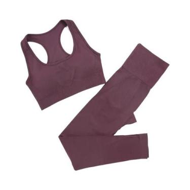 Imagem de Conjunto de Yoga Sem Costura Feminino - Roupas de Ginástica e Fitness,
