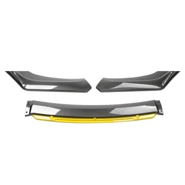Imagem de 3PCS compatível com novo estilo de carro pára-choque dianteiro lábio corpo kit spoiler divisor fibra de carbono tira decorativa pára-choque canard lábio divisor universal(Carbon fiber(YELLOW))