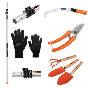 Imagem de Serrote Podador com Kit Jardinagem com Tesoura e Luva e Cabo Extensor 