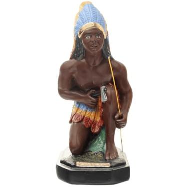 Imagem de Imagem Caboclo Mata Virgem 20cm Gesso Escultura Umbanda