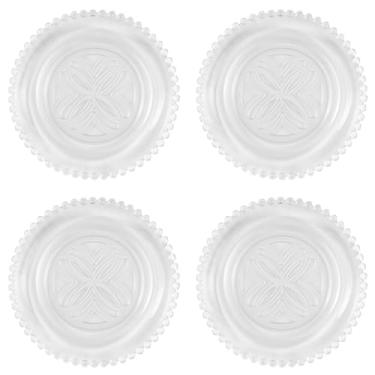 Imagem de Lilly Pulitzer Pratos de vidro para aperitivos/sobremesas, pratos de bolo em relevo, seguro para lava-louças, conjunto de 4