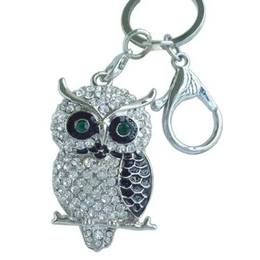 Imagem de Chaveiro de coruja de pássaro Sindary exclusivo com pingente de strass e cristal Art Deco KZ03502