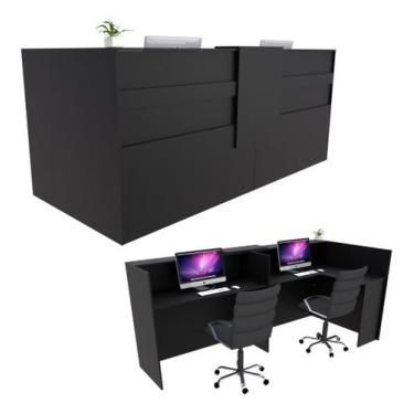 Imagem de Balcão Caixa em L 234cm Preto - Linha Premium- Mod 1.1 - Marcenaria On