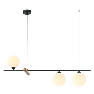 Imagem de Pendente Bambu Preto e Bronze Globos Brancos 80cm 3G9 HL017SW Bella