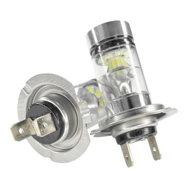 Imagem de SamWinGear 2 peças lâmpadas de farol H7 lâmpada de neblina, lâmpadas de farol H7 farol baixo 12V 100W luzes de circulação diurna lâmpada frontal Plug and Play para a maioria dos veículos (branco)