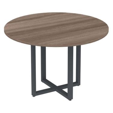 Imagem de Mesa De Reunião Redonda P25 Pandin 110 Cm (largura) Tampo Mdp Walnut Pé Aço Tubular Grafito