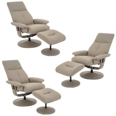 Imagem de Kit 3 Poltronas de Massagem Arizona Giratória com Apoio de Pés e Recli