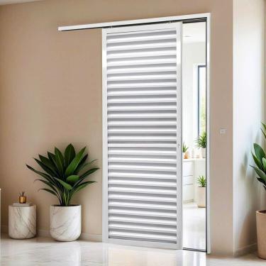 Imagem de Porta de Correr Suspensa 210x90cm Veneziana Dir L.25 Branco