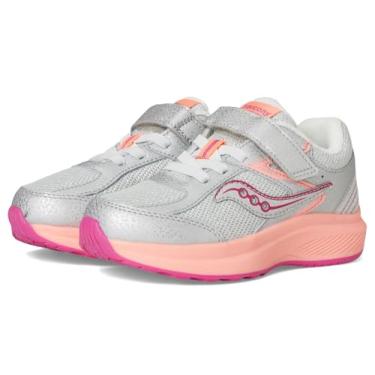 Imagem de Saucony Tênis unissex infantil Cohesion KDZ com fecho alternativo, Prata/coral, 10.5 Wide Big Kid