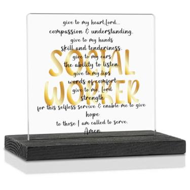Imagem de Presentes de oração de assistente social de agradecimento, presentes cristãos com citação motivacional de assistente social, presentes de pós-graduação de assistente social escolar, placa de acrílico