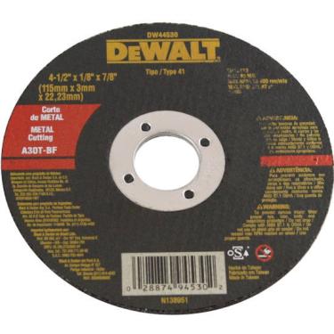 Imagem de Disco Abrasivo para Corte de Metal 4-1/2 x 1/8 x 7/8 Pol. -DEWALT-DW44530